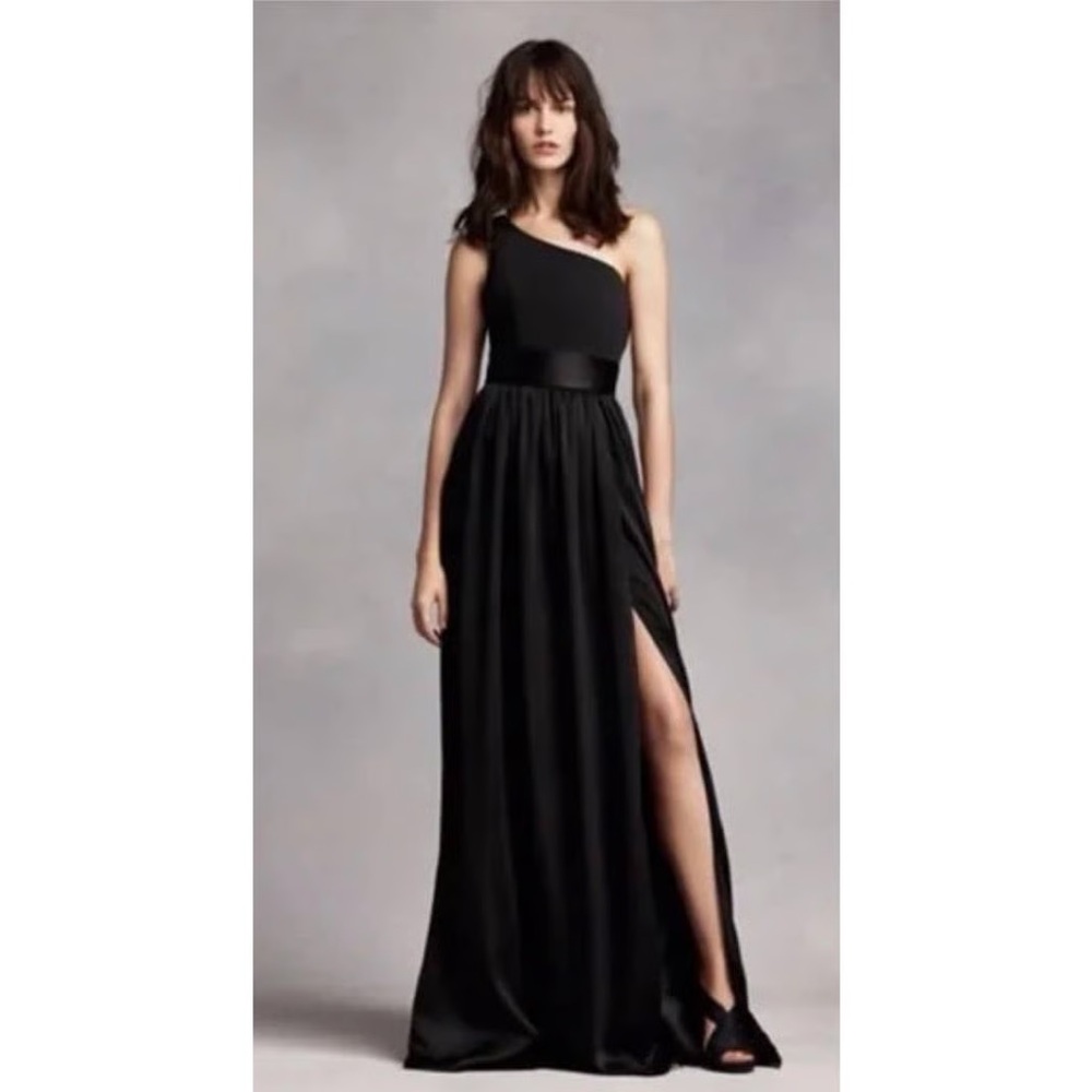 White by Vera Wang Black One Shoulder Dress VW360215 sz 0